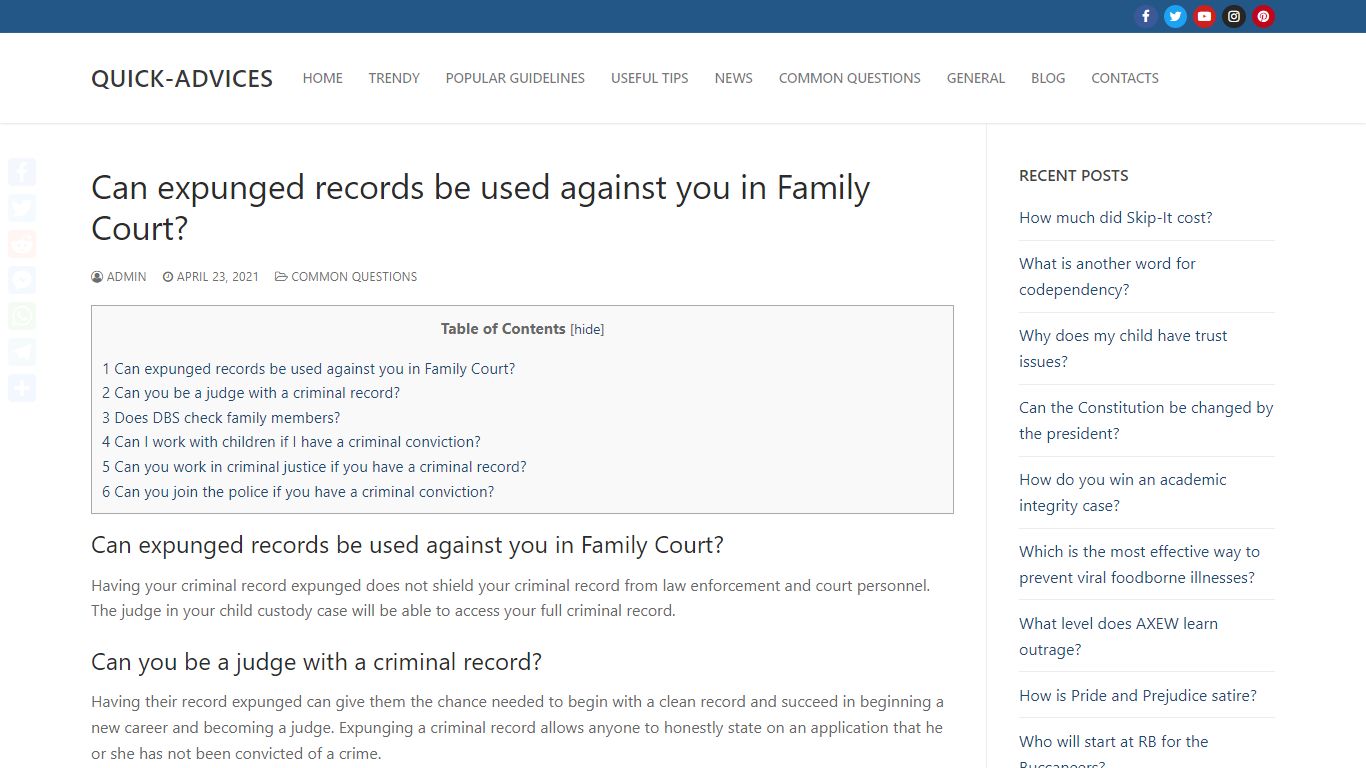 Can expunged records be used against you in Family Court?